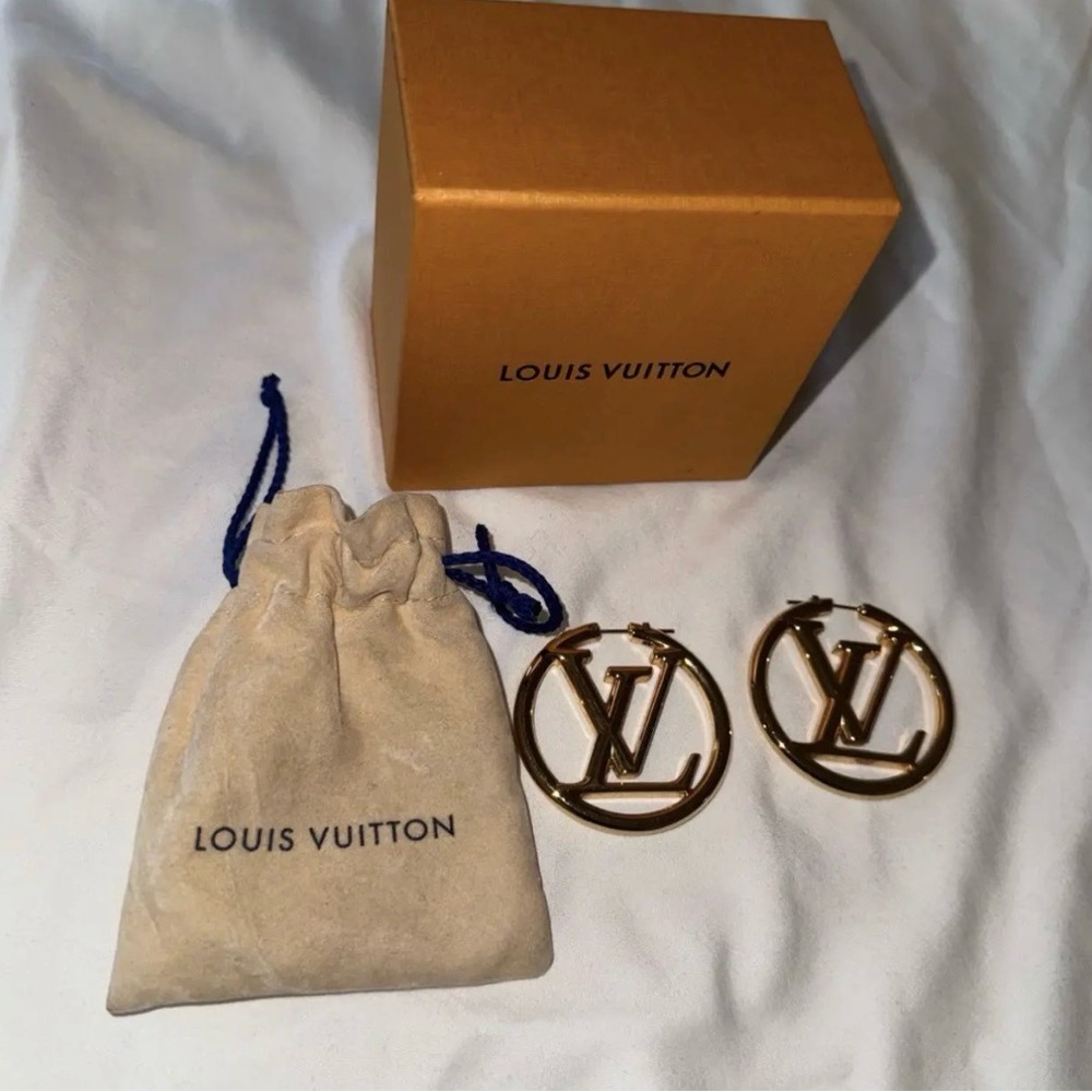 Louis Vuitton Gold Logo Earrings